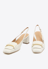 Tod
s 50 Leather Slingback Pumps White XXW63L0JE10-SMX-B015