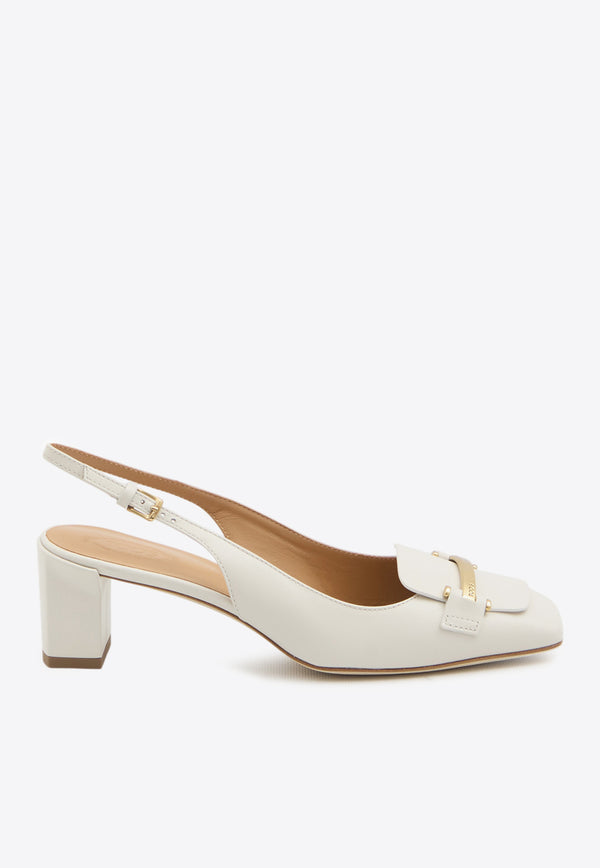 Tod
s 50 Leather Slingback Pumps White XXW63L0JE10-SMX-B015