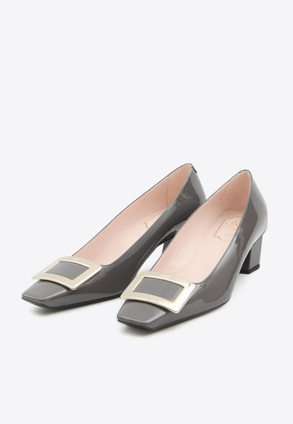 Roger Vivier Belle Vivier 45 Patent Leather Pumps Gray RVW00600920-D1P-B408