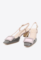 Roger Vivier Belle Vivier 45 Slingback Pumps in Patent Leather Gray RVW00625601-D1P-1U90