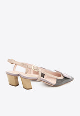 Roger Vivier Belle Vivier 45 Slingback Pumps in Patent Leather Gray RVW00625601-D1P-1U90