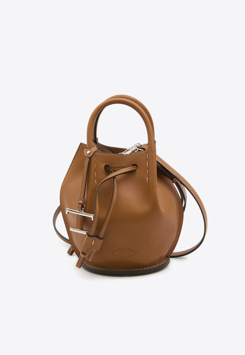 Tod
s Mini Leather Bucket Bag Brown XBBUZK0100-UPP-S410