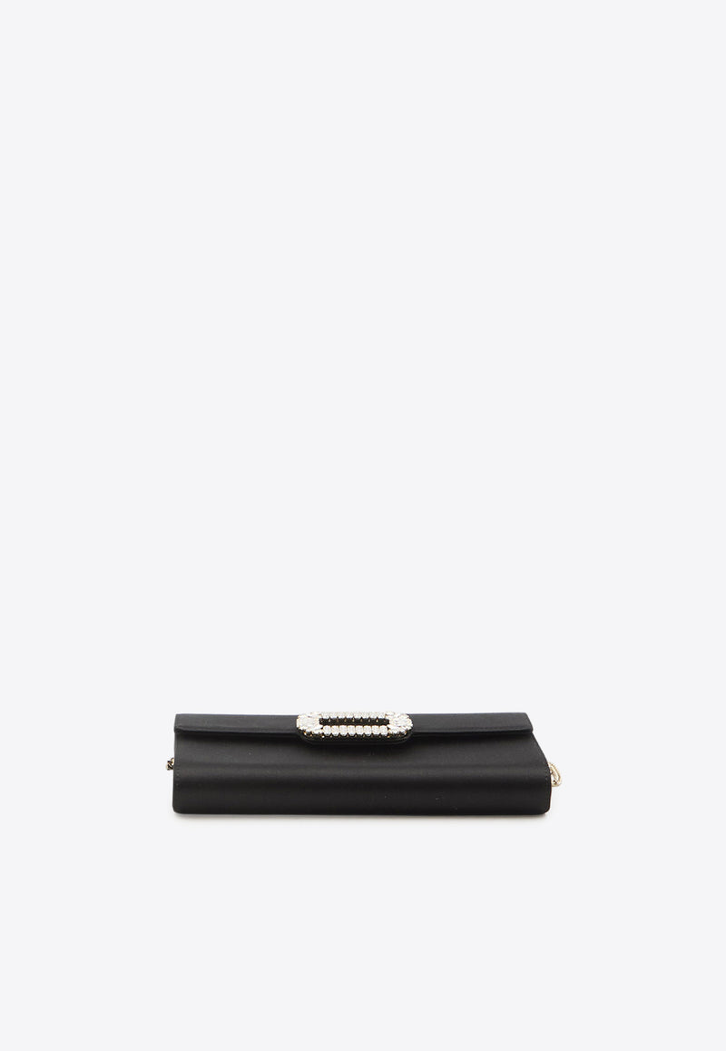 Roger Vivier Sexy Choc Satin Clutch Bag Black RBWAMCD0200-RS0-B999