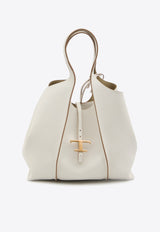 Tod
s Medium T Timeless Grained Leather Tote Bag White XBWTSBA0300-Q8E-B015