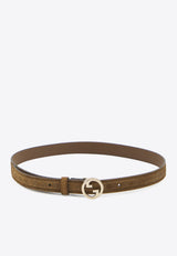 Gucci Blondie GG Logo Suede Leather Belt  Brown 723073-AAEFD-2118