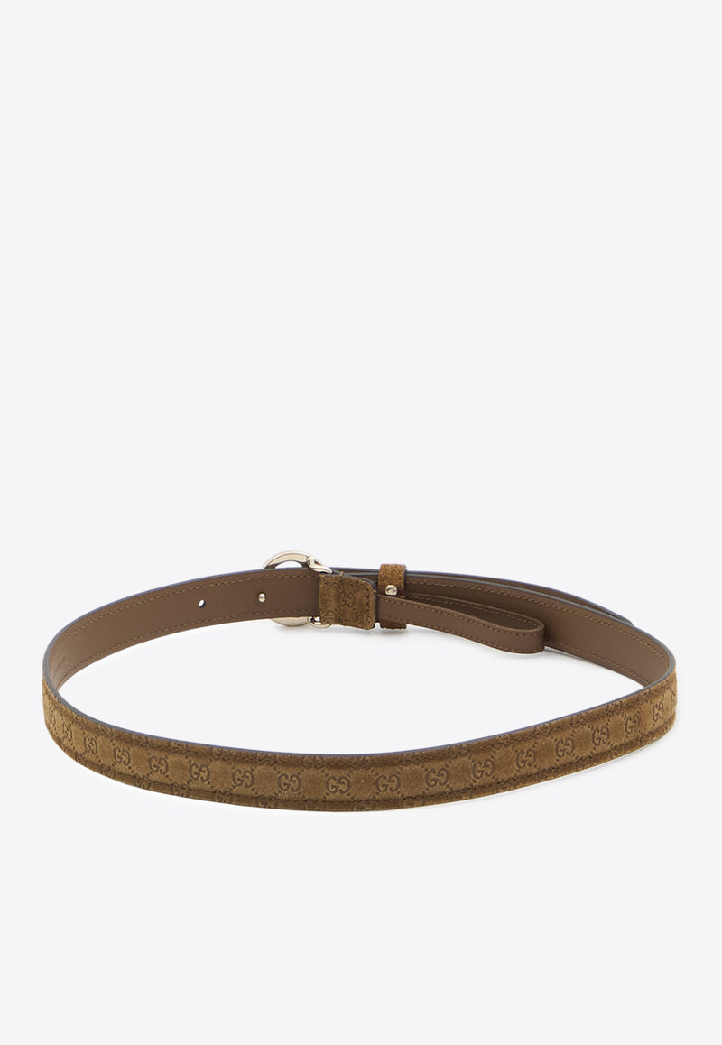 Gucci Blondie GG Logo Suede Leather Belt  Brown 723073-AAEFD-2118