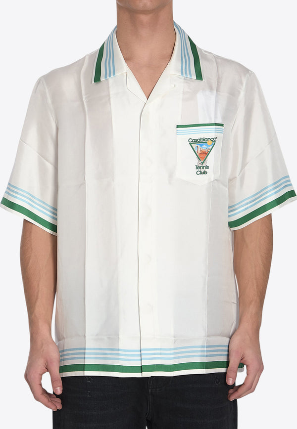 Casablanca Metaphysical Printed Silk Bowling Shirt White MPS25SH00308--WHITE