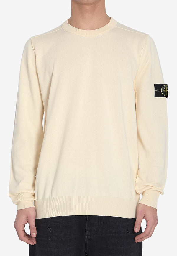 Stone Island Logo Patch Smooth Knit Sweater  White K1S155100053-S00B2-V0093