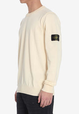 Stone Island Logo Patch Smooth Knit Sweater  White K1S155100053-S00B2-V0093