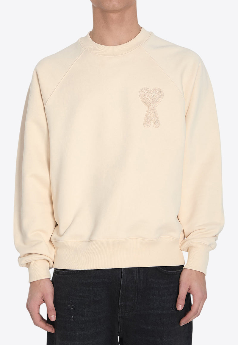 AMI PARIS Ami De Coeur Crewneck Sweatshirt Cream USW055-747-136