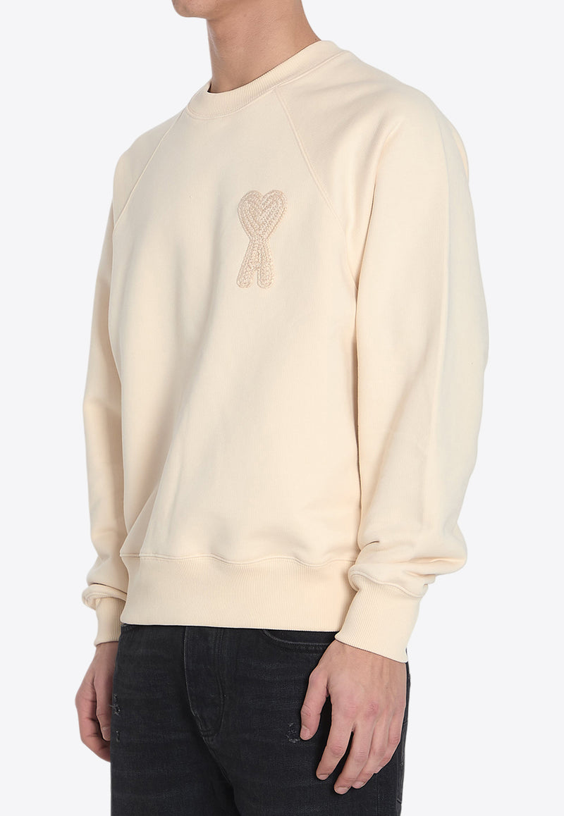 AMI PARIS Ami De Coeur Crewneck Sweatshirt Cream USW055-747-136