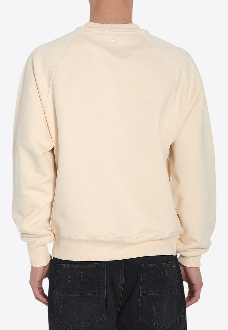 AMI PARIS Ami De Coeur Crewneck Sweatshirt Cream USW055-747-136