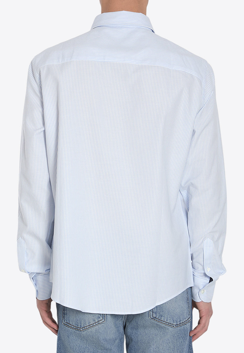 AMI PARIS Ami De Coeur Long-Sleeved Striped Shirt Light Blue BFUSH063-CO0087-475