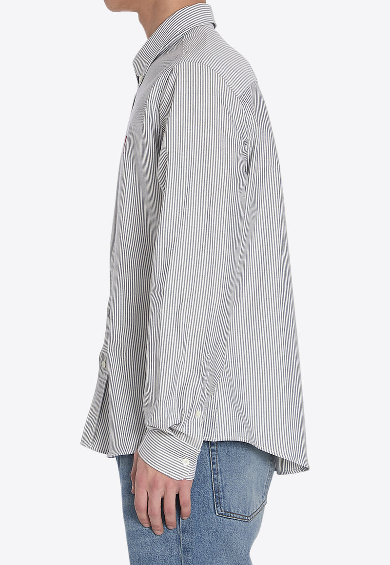 AMI PARIS Ami De Coeur Long-Sleeved Striped Shirt White BFUSH063-C00087-039