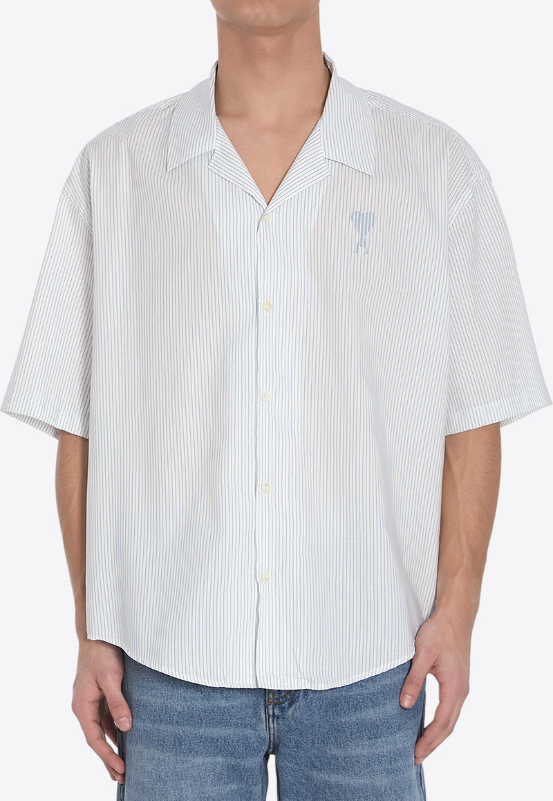 AMI PARIS Striped Short-Sleeved Shirt White HSH292-C00113-1041