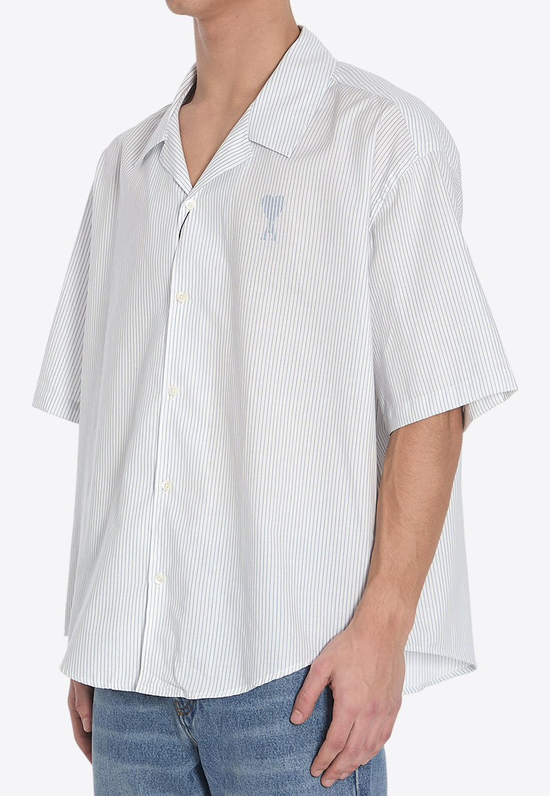 AMI PARIS Striped Short-Sleeved Shirt White HSH292-C00113-1041