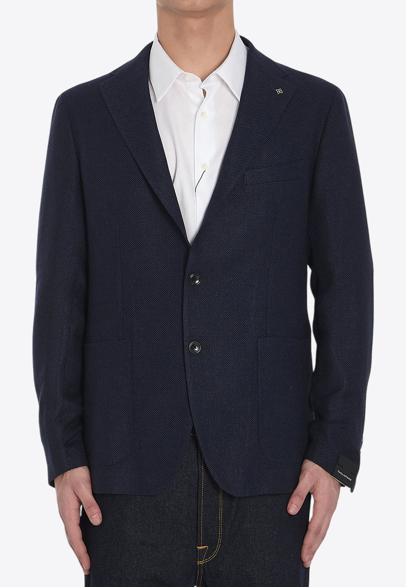 Tagliatore Wool and Linen Single-Breasted Blazer Blue G-DAKAR22K-470001-B3175