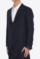 Tagliatore Wool and Linen Single-Breasted Blazer Blue G-DAKAR22K-470001-B3175