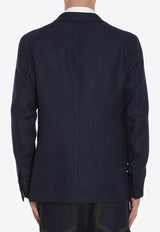 Tagliatore Wool and Linen Single-Breasted Blazer Blue G-DAKAR22K-470001-B3175