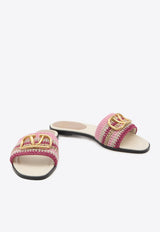 Valentino VLogo Crochet Knit Flat Sandals Multicolor 6W2S0BD5-AGX-QRV