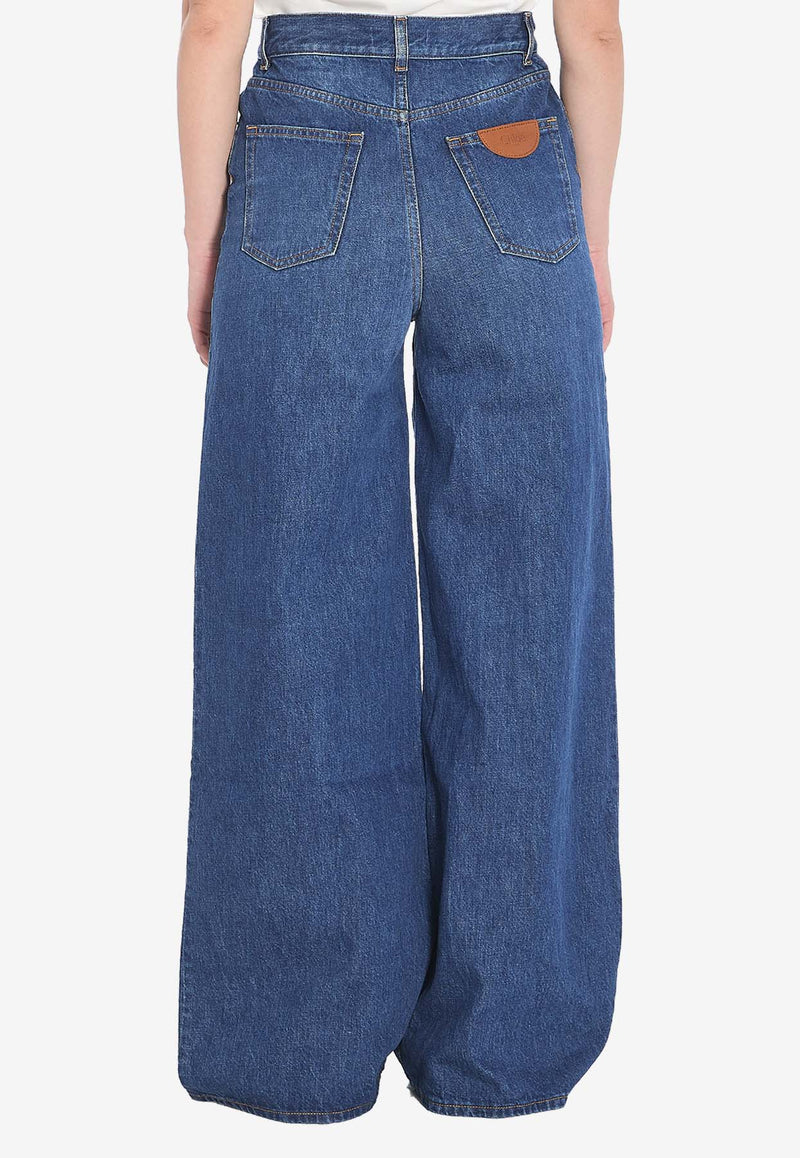 Chloé Wide-Leg Washed Jeans Blue CHC24ADP02150--402