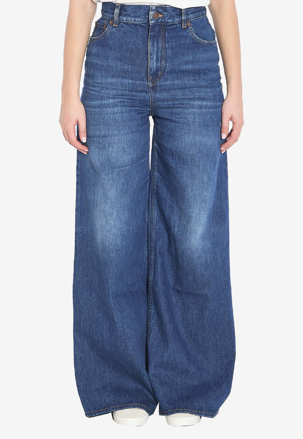 Chloé Wide-Leg Washed Jeans Blue CHC24ADP02150--402