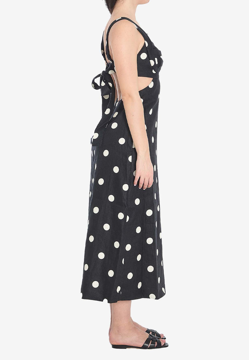 Zimmermann Polka Dots Midi Crush Dress Black 9687DR251--BLKCRMDT