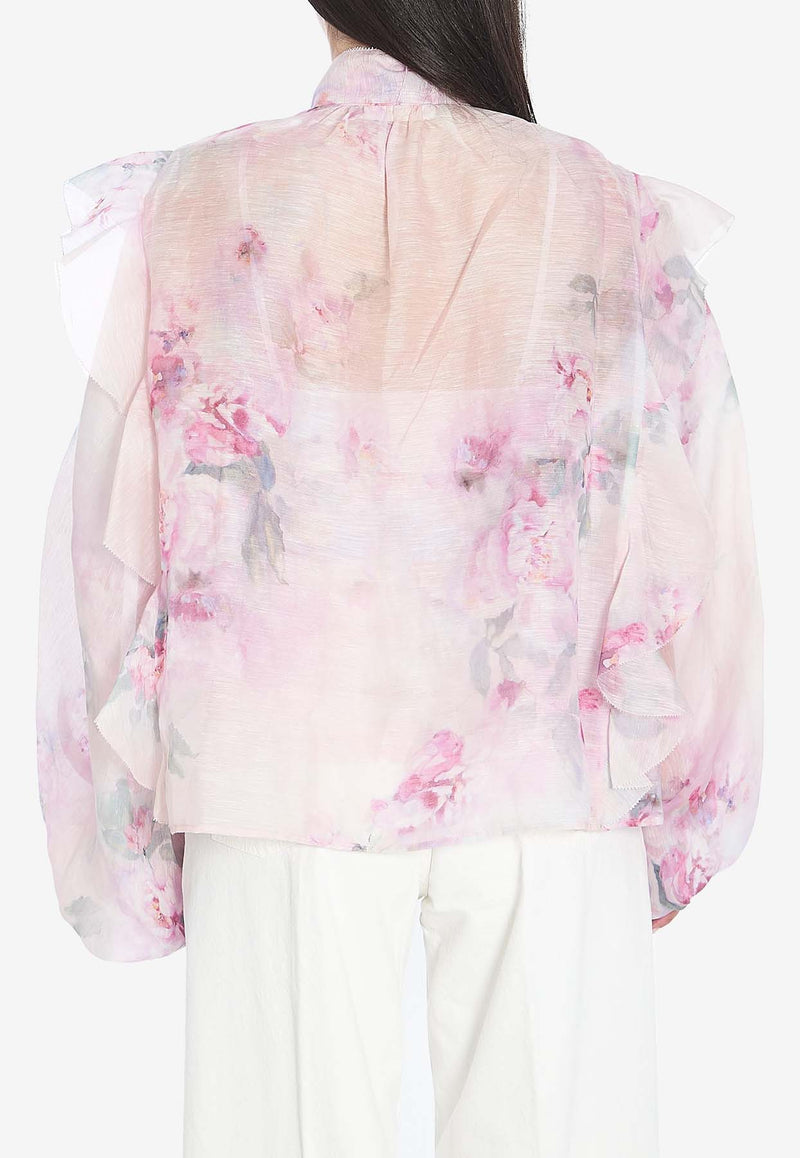 Zimmermann Ruffled Floral Blouse Pink 2856TR251--PIF