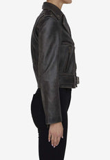 Golden Goose DB Worn-Out Leather Zip-Up Jacket Black GWP00848-P000647-90100