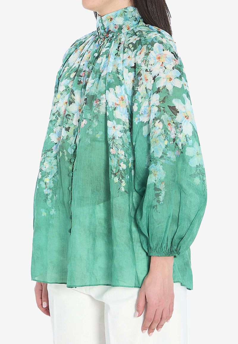 Zimmermann Everley Floral Blouse  Green 2466TRS255--GRWCFL