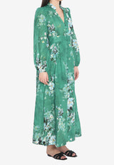 Zimmermann Everley Floral Midi Dress Green 3124DRS255--GRWCFL