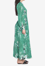 Zimmermann Everley Floral Midi Dress Green 3124DRS255--GRWCFL