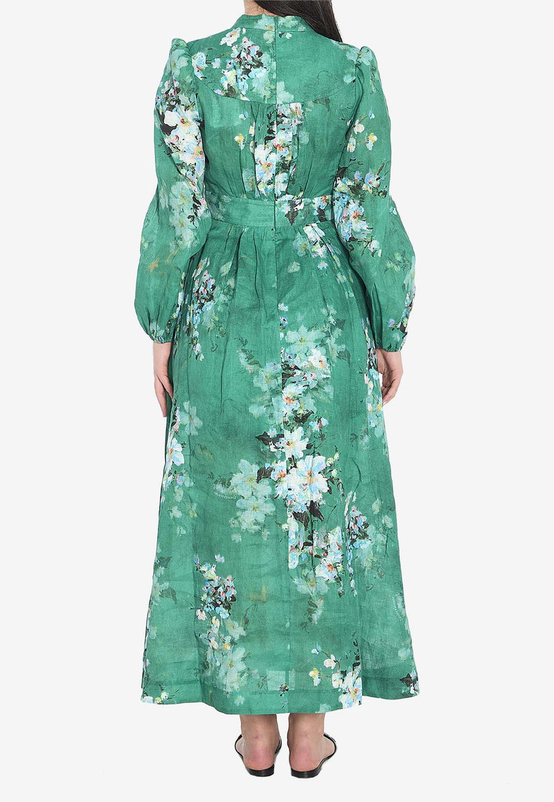 Zimmermann Everley Floral Midi Dress Green 3124DRS255--GRWCFL