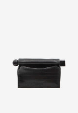 Jacquemus The Rond Carré Croc-Embossed Clutch Bag Black 233BA356-4301-990