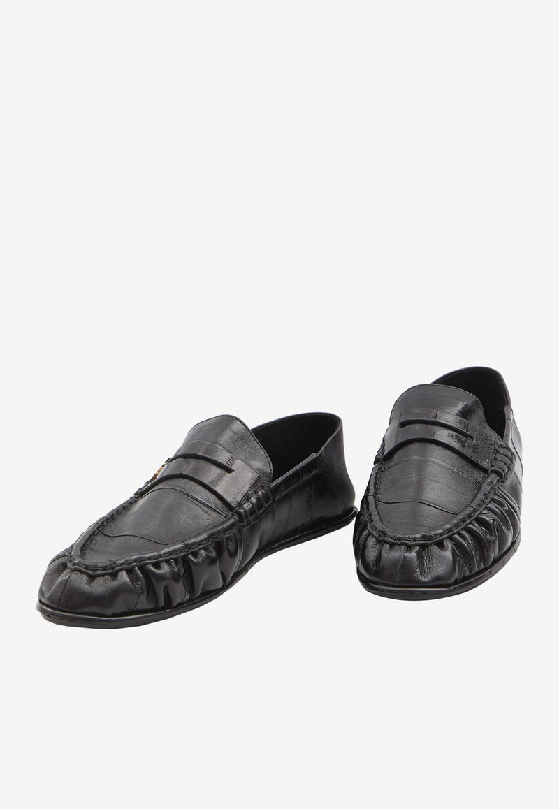 Saint Laurent Logo Plaque Leather Loafers Black 818401-0WXAC-1000