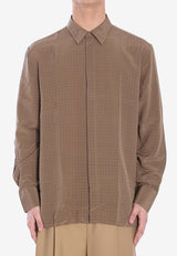 Saint Laurent Dotted Crepe De Chine Silk Shirt Khaki 819096-Y2L98-3255