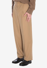 Saint Laurent High-Rise Wool Pants Khaki 821899-Y405W-7557