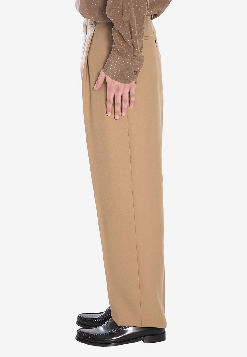 Saint Laurent High-Rise Wool Pants Khaki 821899-Y405W-7557