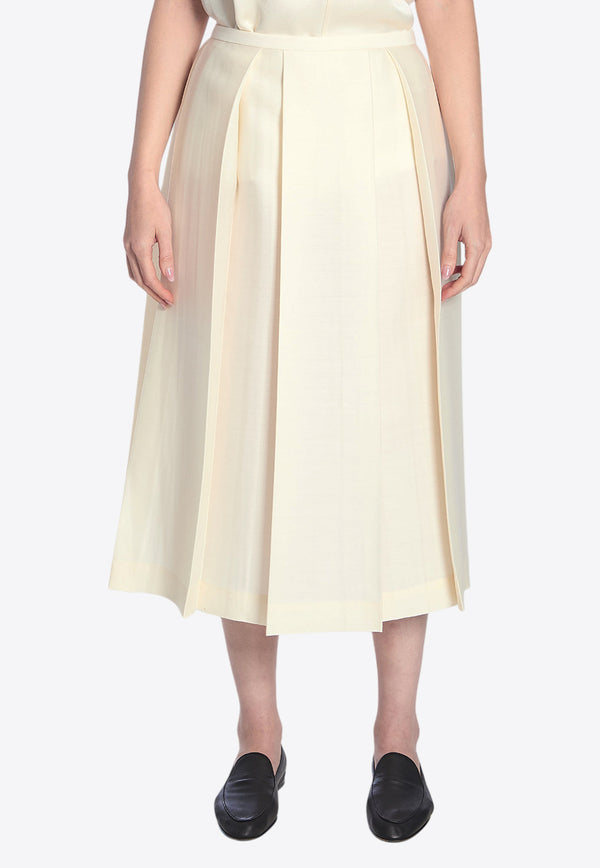 Toteme Wool and Silk Midi Skirt Ivory 251WRB0273-FB0324-070