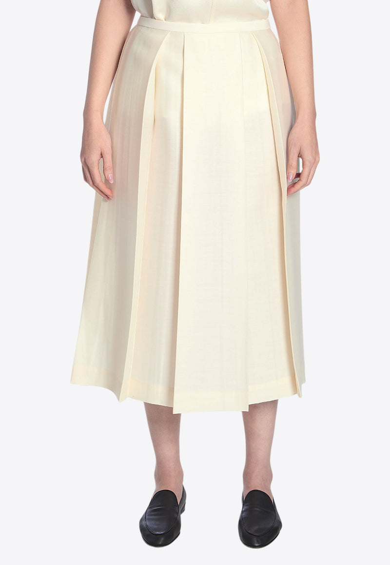 Toteme Wool and Silk Midi Skirt Ivory 251WRB0273-FB0324-070