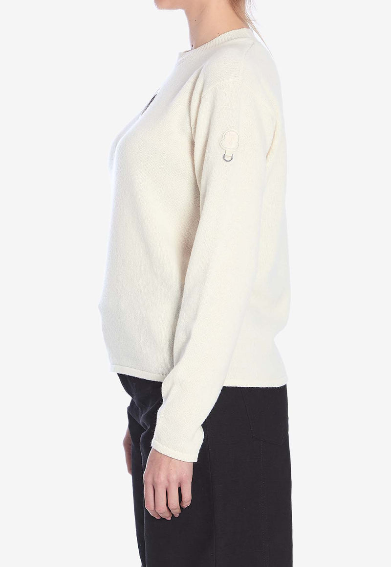 Moncler Cut-Out Wool Sweater White 9C00001-M4281-035