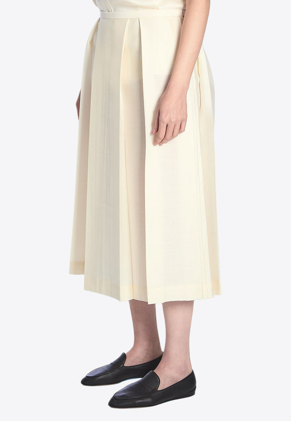 Toteme Wool and Silk Midi Skirt Ivory 251WRB0273-FB0324-070