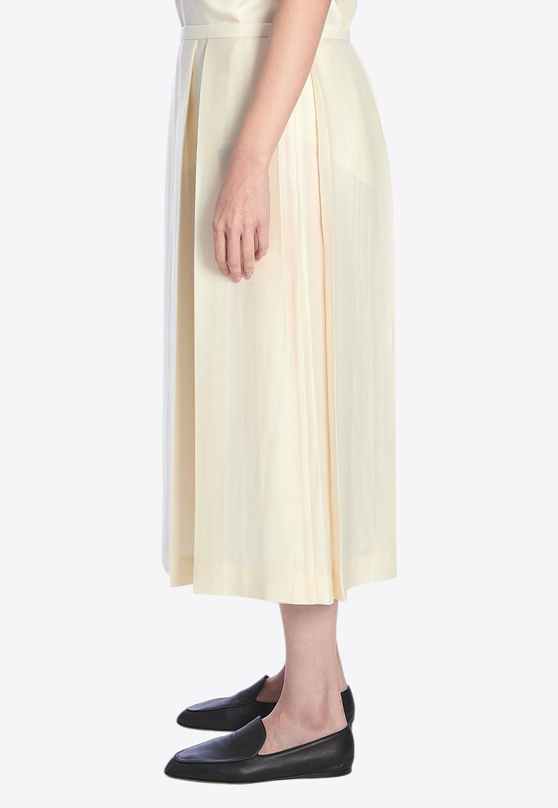 Toteme Wool and Silk Midi Skirt Ivory 251WRB0273-FB0324-070