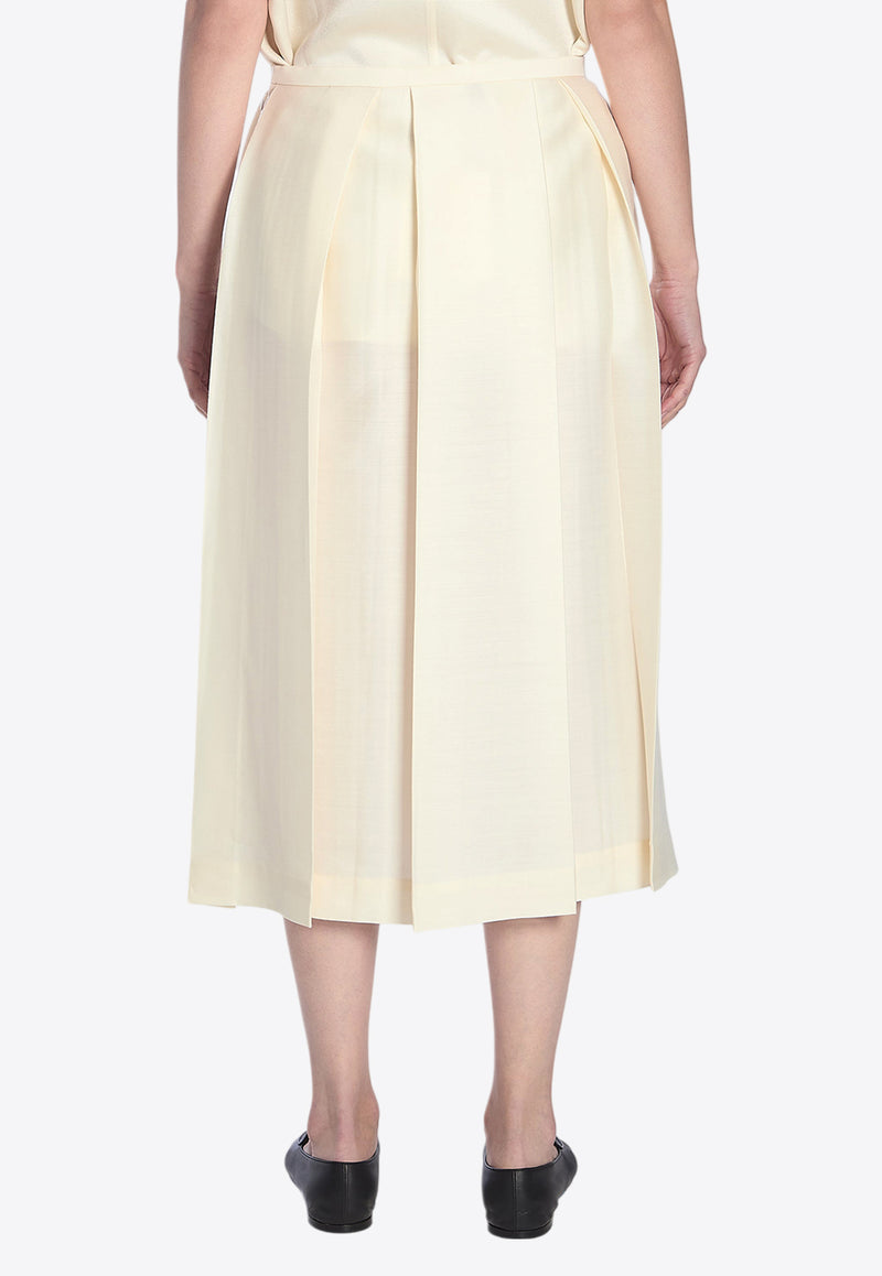 Toteme Wool and Silk Midi Skirt Ivory 251WRB0273-FB0324-070