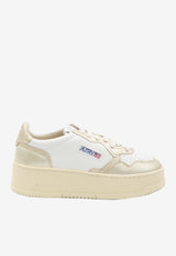 Autry Medalist Leather Platform Sneakers  White PTLW-WB-16