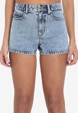 Alexander Wang Crystal Embellished Mini Denim Shorts Blue 1WC2244306--486