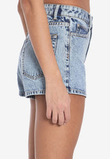 Alexander Wang Crystal Embellished Mini Denim Shorts Blue 1WC2244306--486