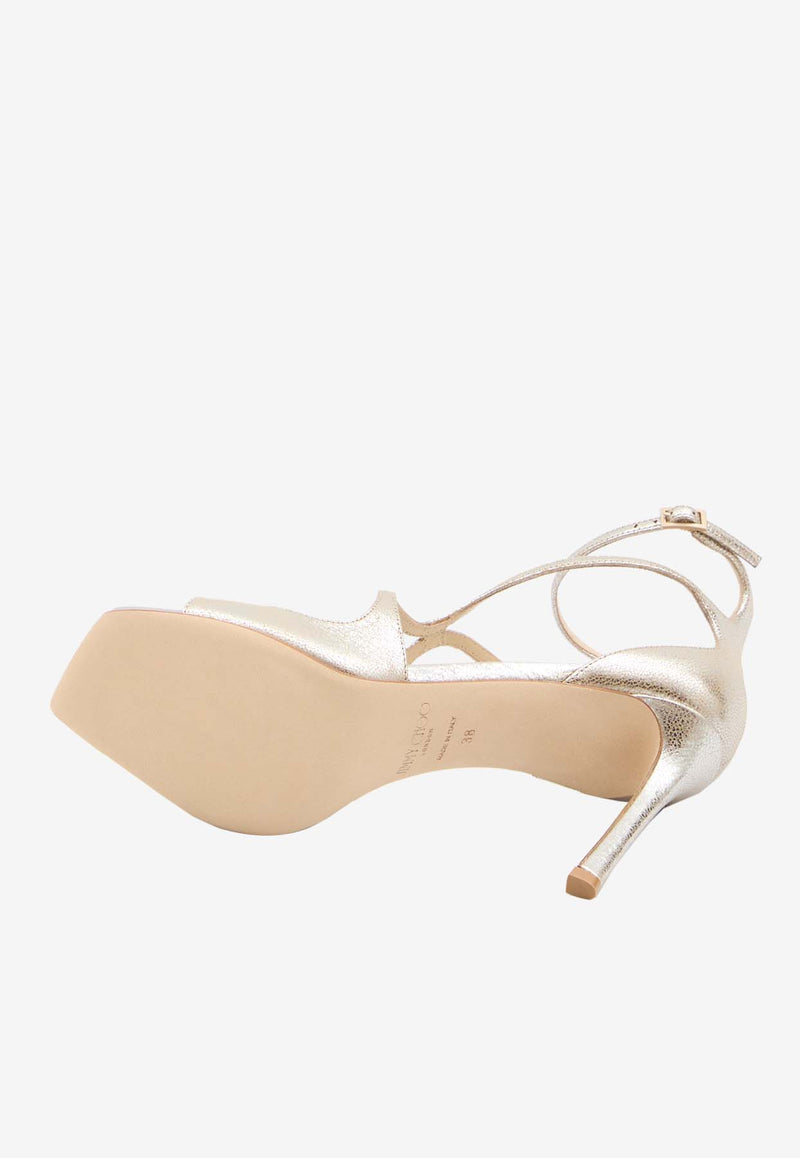 Jimmy Choo Azia 95 Leather Sandals AZIA95-GLE-CHAMPAGNE