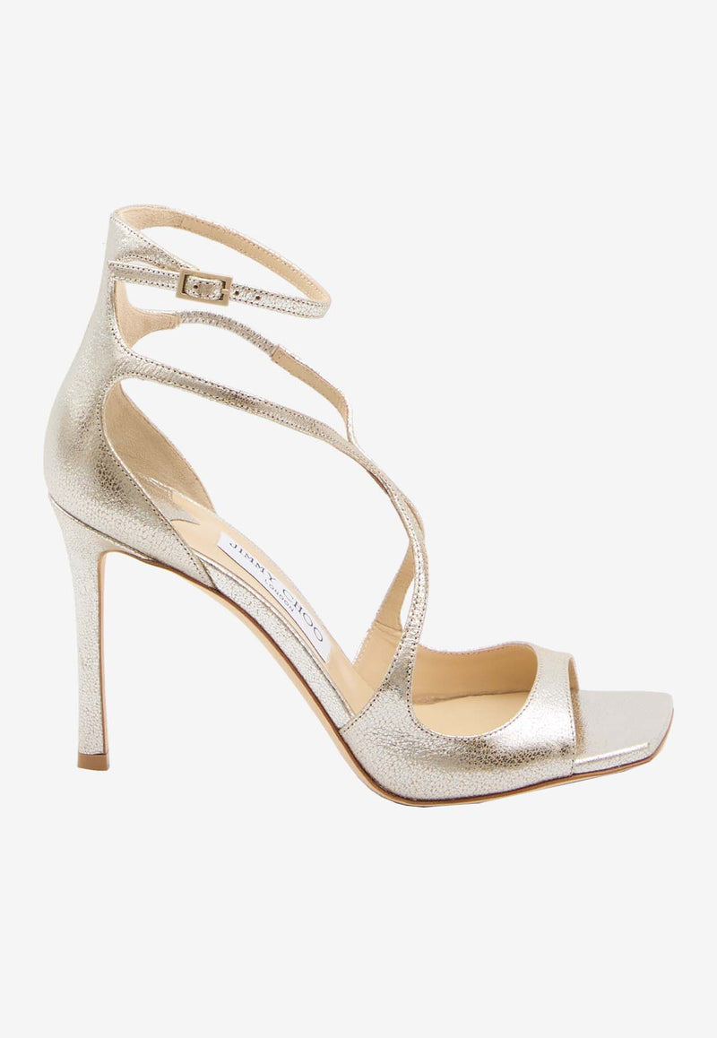 Jimmy Choo Azia 95 Leather Sandals AZIA95-GLE-CHAMPAGNE