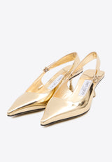 Jimmy Choo Amel 50 Metallic Leather Slingback Pumps Gold AMEL50-QUI-GOLD